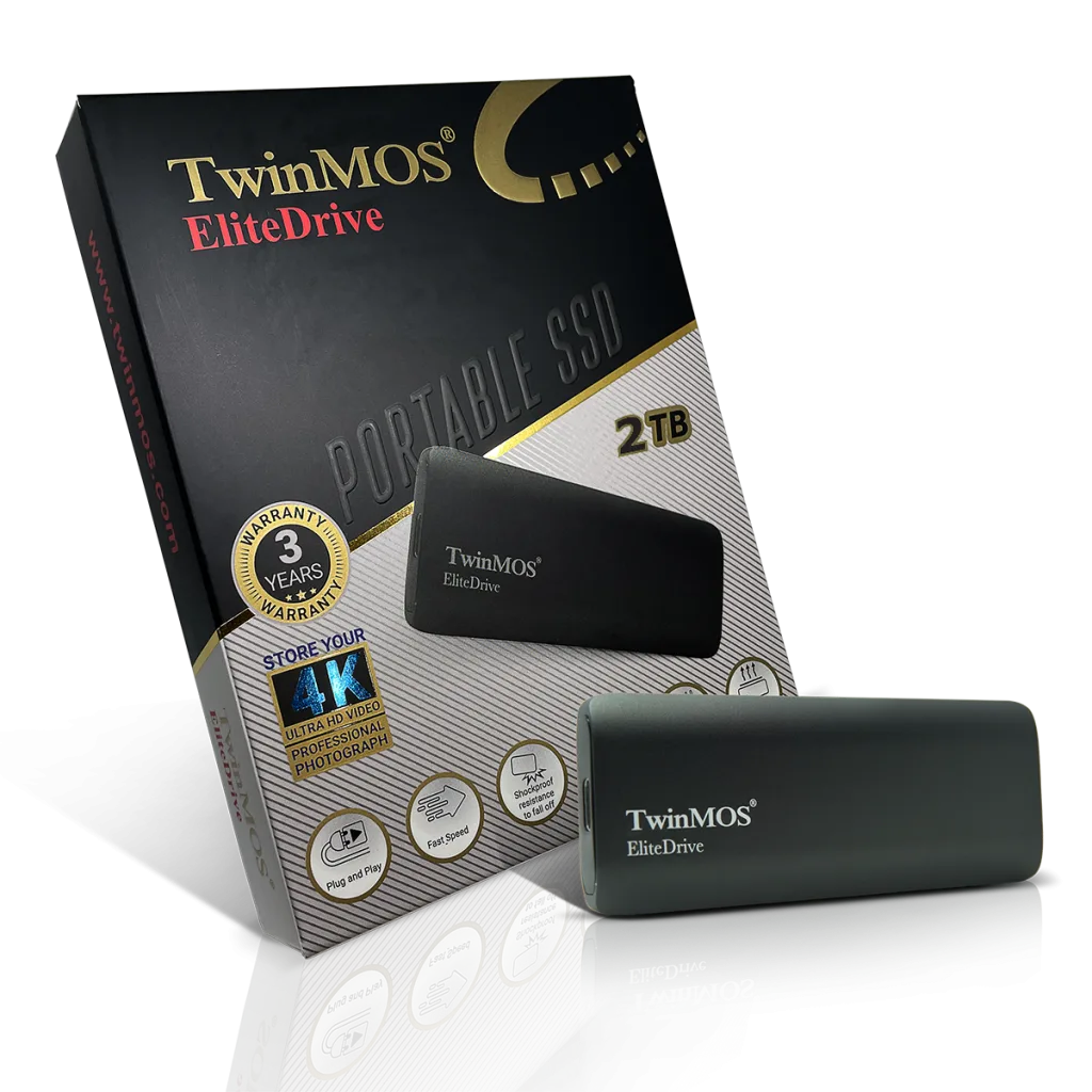TwinMOS PSSD2TBMEDB, 2TB, Taşınabilir External SSD, USB 3.2, Type-C (Dark Grey)