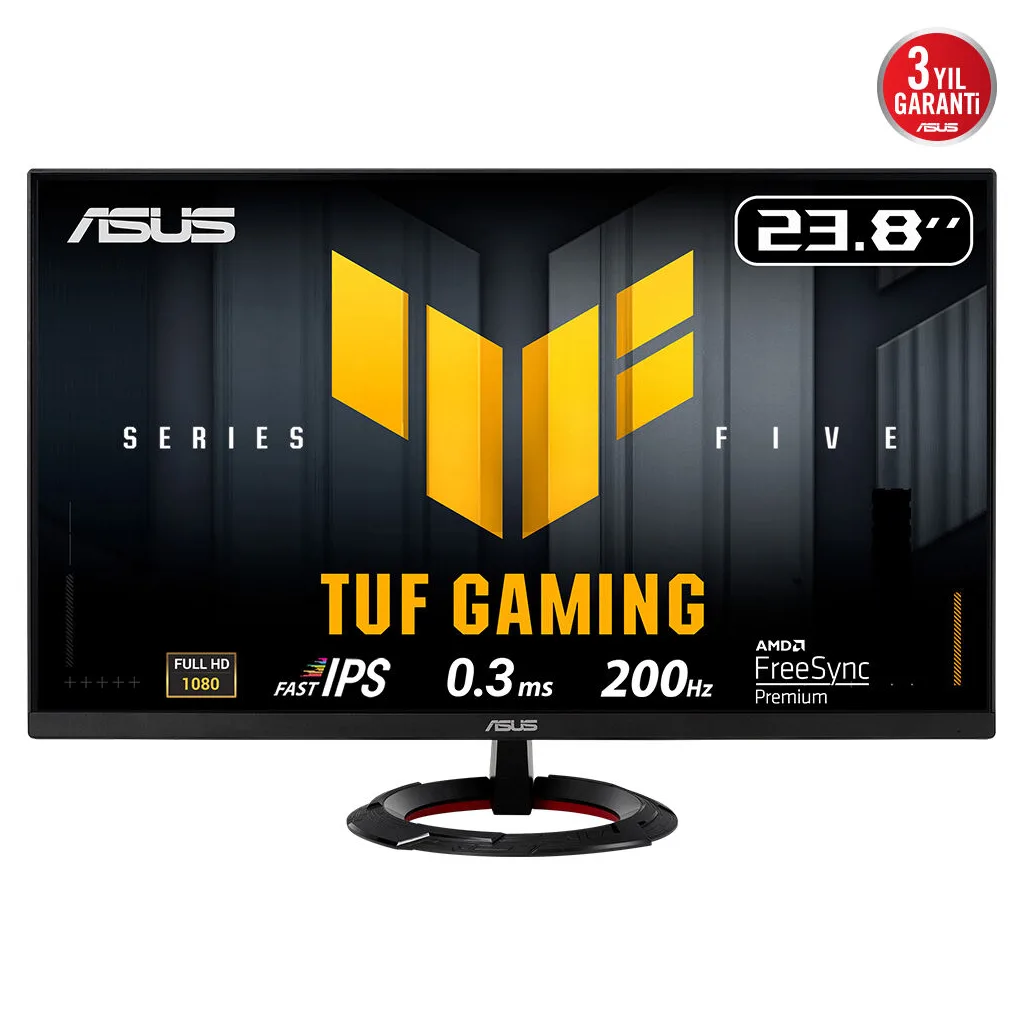 ASUS TUF GAMING VG249Q5R 23,8" 0.3ms, 200Hz, Full HD, DP, 2xHDMI, Hoparlör, Fast IPS LED, ELMB Sync Premium, GAMING Moni