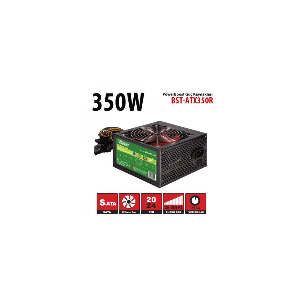 PowerBoost BST-ATX350R 350W, Sata, 12cm Fan, BOX PSU