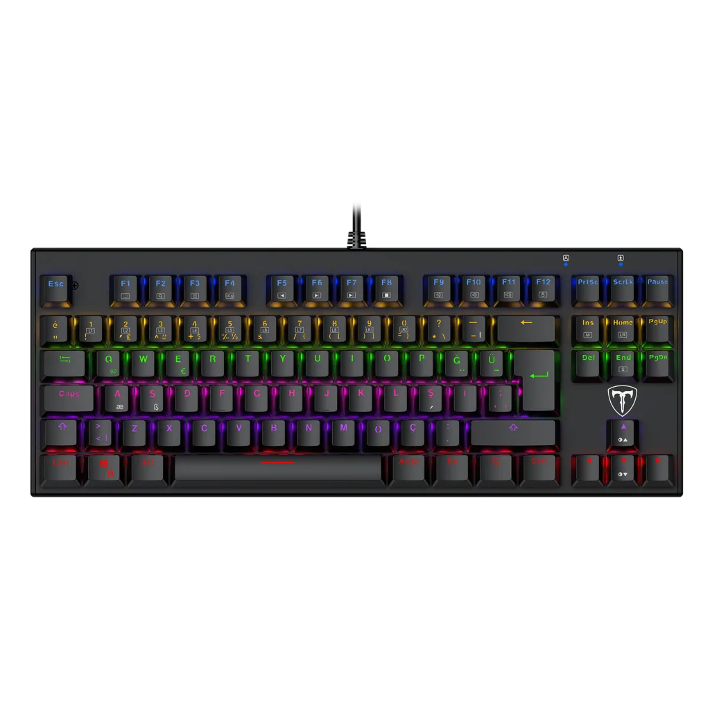 T-DAGGER I-500R, LIGHT CRUISERC , USB Kablolu, Türkçe Q, Rainbow Backlight, Blue Mekanik Switch, 87 Tuşlu, Gaming Klavye
