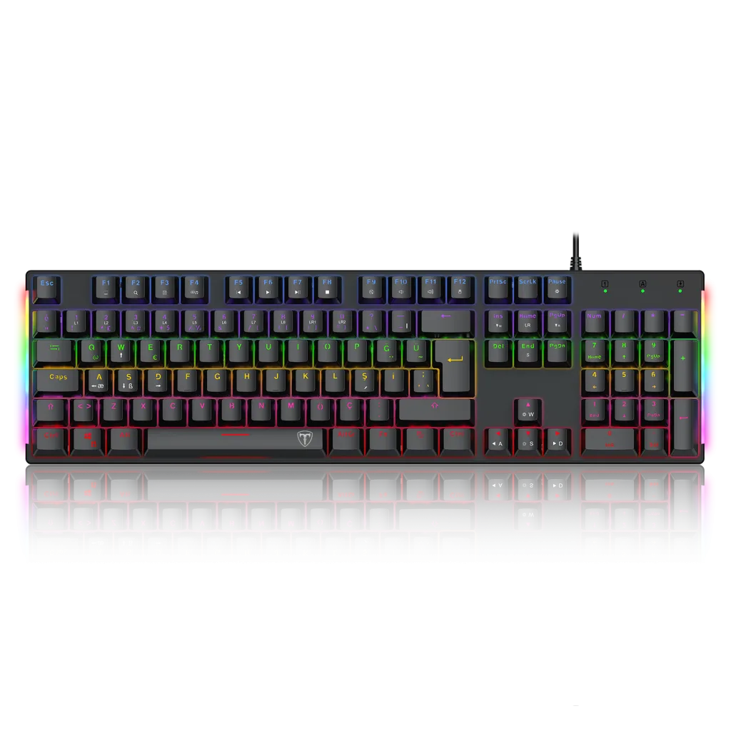 T-DAGGER T-TGK310-RD, NAXOS, USB Kablolu, Türkçe Q, Rainbow Backlight, Red Mekanik Switch, 104 Tuşlu, Gaming Klavye