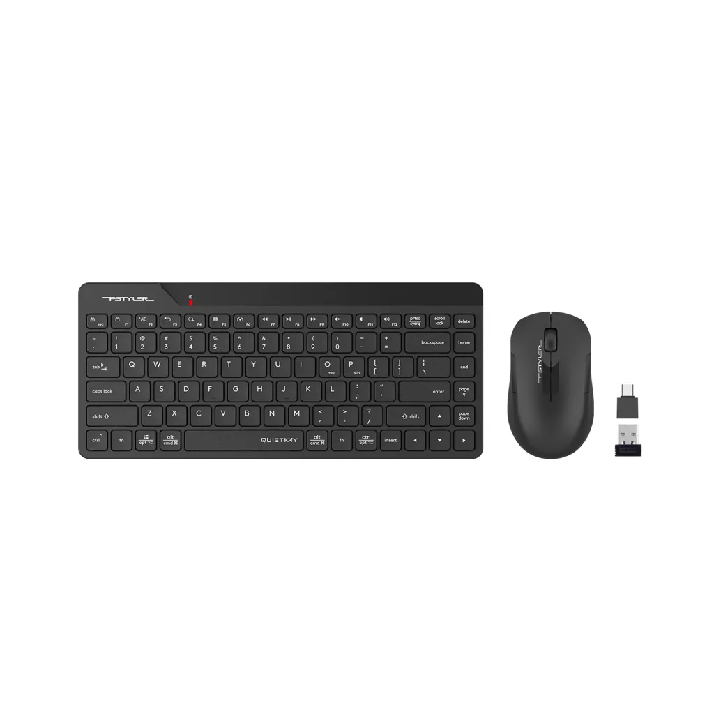 A4 TECH FG2200 AIR2 Siyah, FSTYLER, 2.4Ghz Mini Kablosuz, Türkçe Q, SESSİZ Klavye Mouse Set