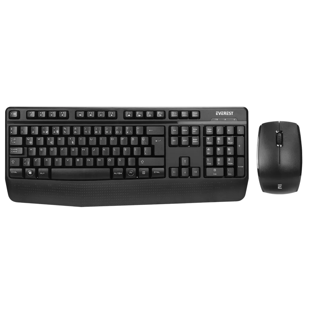 EVEREST KM-3335, Siyah, 2.4Ghz Kablosuz, Türkçe Q, Multimedya, Klavye Mouse Set