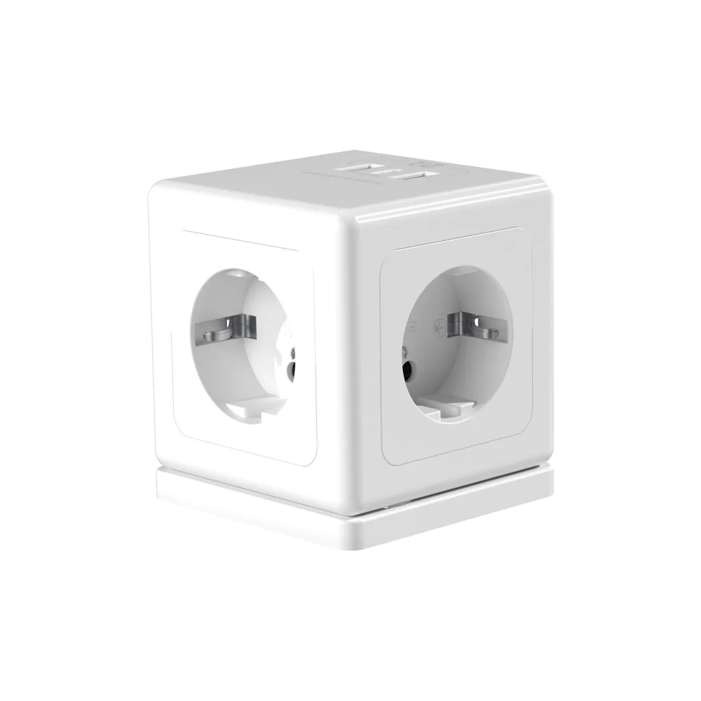 S-LINK PRZ04, 4 Soket, Akım Korumalı Priz, 1x Type-C, 2xUSB 5V, 2Mt Kablo, 306 Joule, Küp Tasarım (Beyaz)