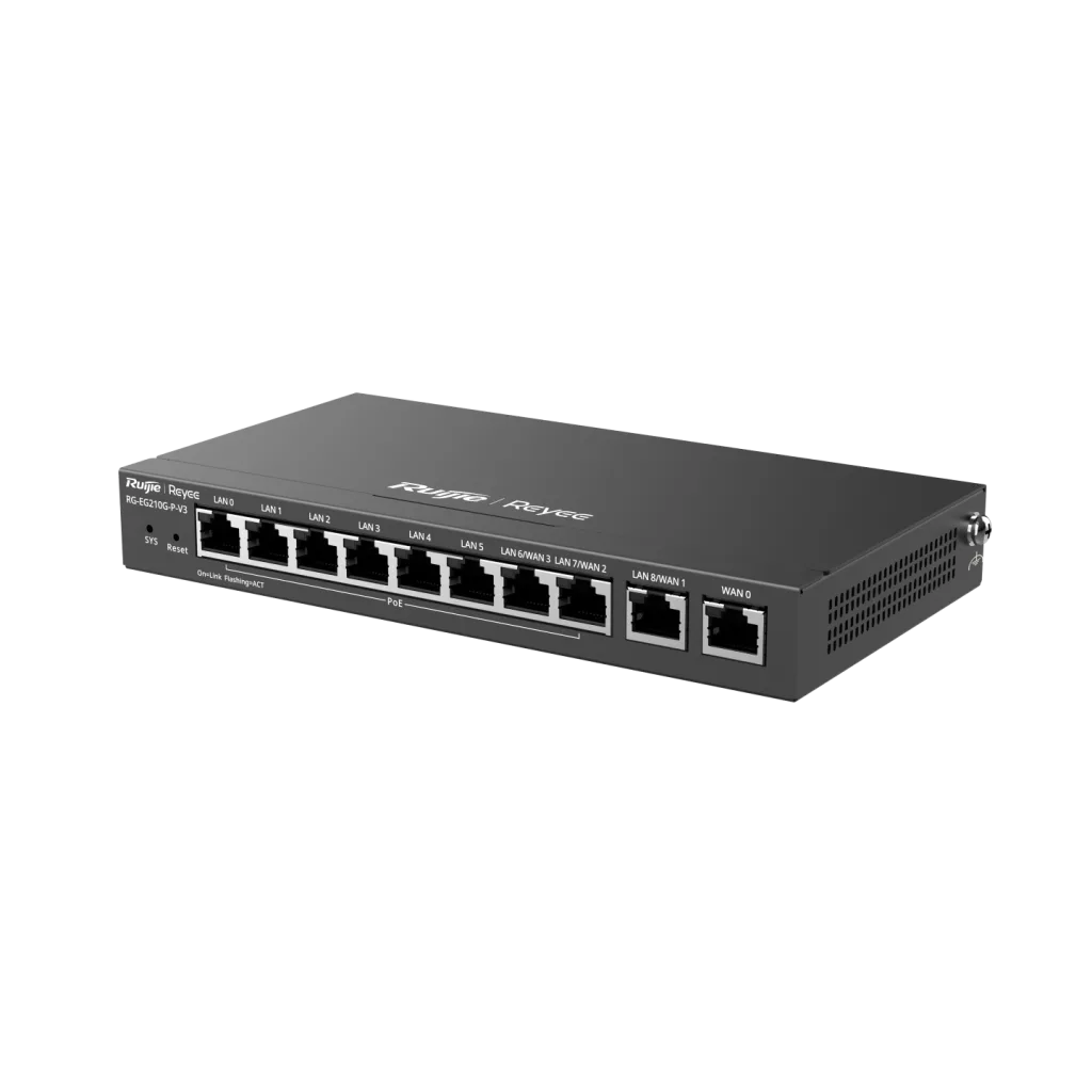 RUIJIE Reyee RG-EG210G-P-V3 10 Port Gigabit, Web Yönetilebilir, 4 WANs, 200 Kullanıcı,