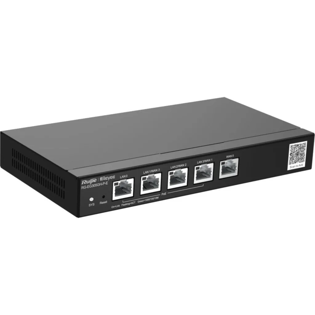 RUIJIE Reyee RG-EG305GH-P-E 5 Port Gigabit, Web Yönetilebilir, 4 WANs, 300 Kullanıcı, 300 Mbps Router
