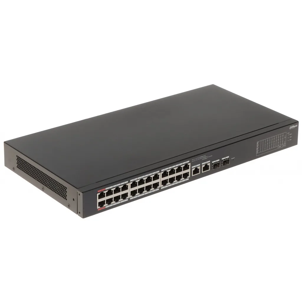DAHUA CS4226-24ET-375, 24Port, Megabit, PoE 375W, 2 Port Gigabit Lan, 2 Port SFP Gigabit Combo, Cloud Yönetilebilir, Swi
