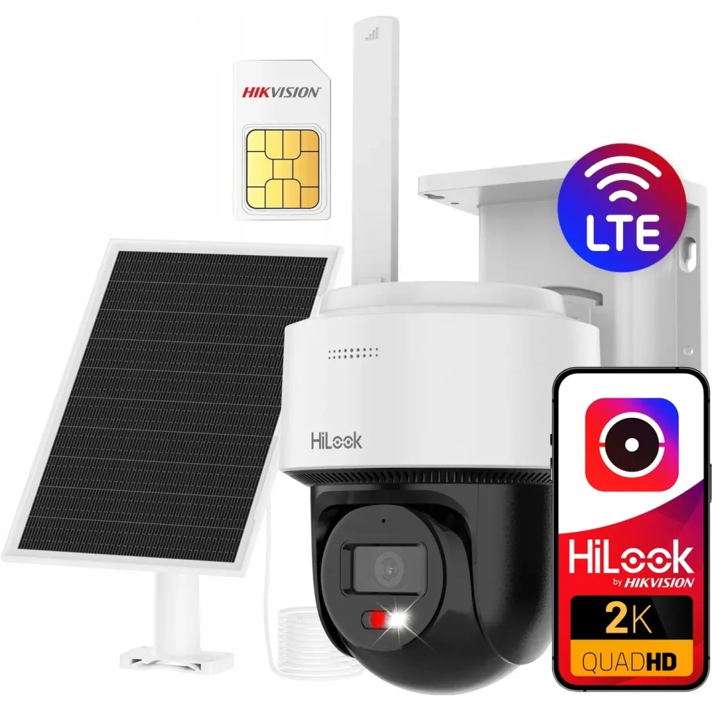 HILOOK IPC-CFSP4/4G, 4Mpix, 2,8mm, 30Mt Gece Görüşü, Dahili Mikrofon, 4G, Solar, PT IP Kamera