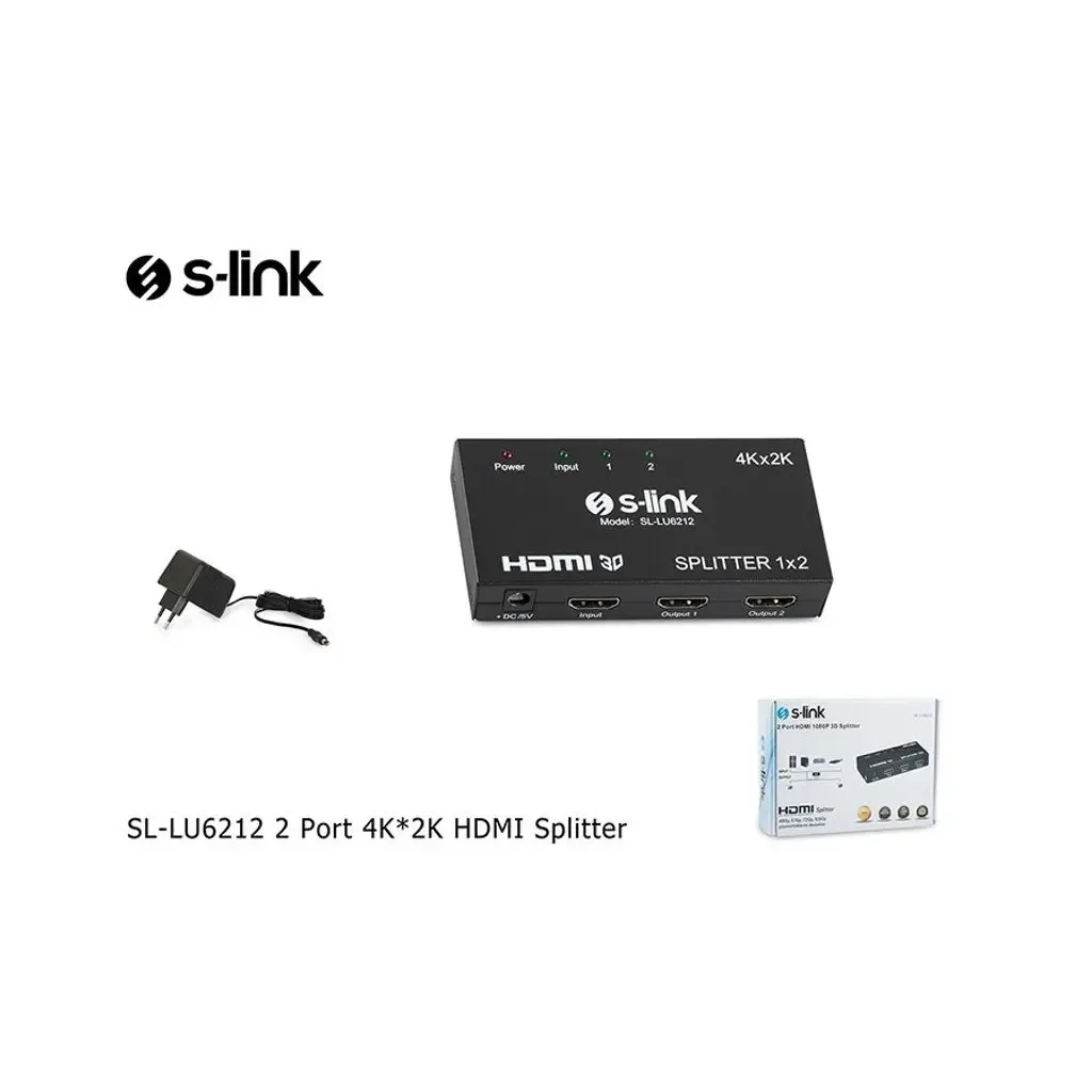S-LINK SL-LU6212, 2 Port 4K/2K HDMI Splitter