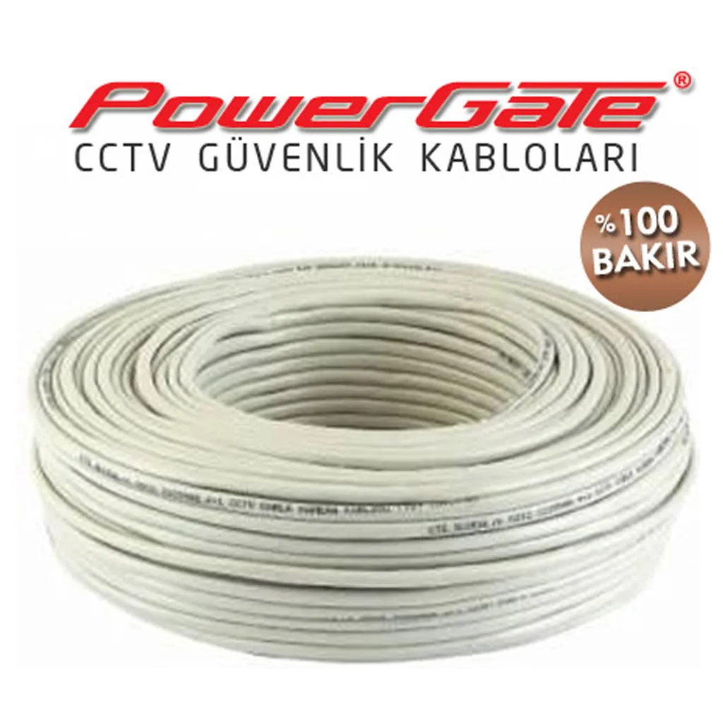 PowerGate VIA 80mt, 2+1 (2x0,22+0,22) %100 Bakır, CCTV Güvenlik Kablosu