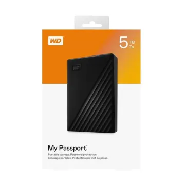 WD WDBPKJ0050BBK-WESN MyPassport 5TB, 2,5" USB3.2, Taşınabilir, Harici HDD Siyah, (Türkiye Distribütörü Garantili)