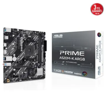 ASUS PRIME A520M-K ARGB, 2xDDR4, 1x M.2, DP, HDMI, AM4 Soket Anakart