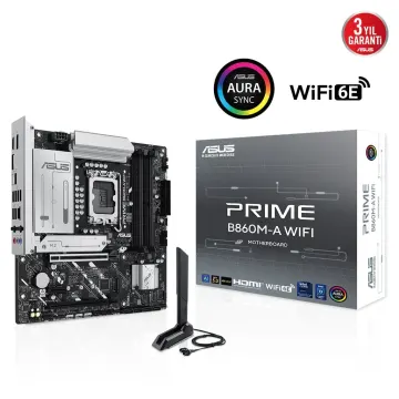 ASUS PRIME B860M-A WIFI, 4xDDR5 2x M.2, HDMI, 2xDP, Wİ-Fİ 6E, Bluetooth v5.3, Type-C, Intel Core Ultra CPU(Seri 2), LGA1851 Soket Anakart