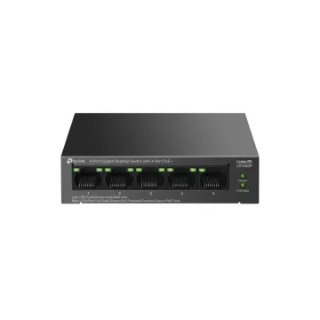 TP-LINK LS105GP, Green Tech, 5 Port, GigaBit, 4 Port PoE 65W, Metal Kasa, Yönetilemez, Masaüstü Switch
