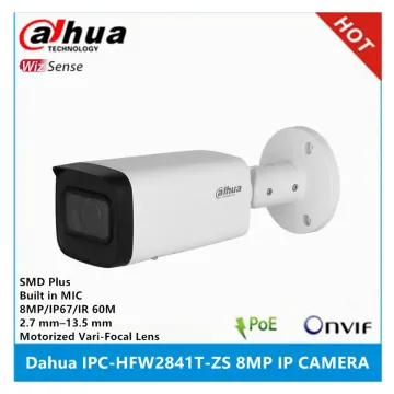 DAHUA IPC-HFW2841T-ZAS-27135, 8Mpix, 2,7-13,5mm Motorize Lens, H265+, 80Mt Gece Görüşü, Dahili Mikrofon, Starlight, IP67, PoE Bullet IP Kamera