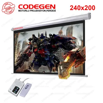 Codegen EX-24 MOTORLU PROJEKSİYON PERDESİ 240x200 Elektrikli Uzaktan Kumandalı (Arkası Siyah Fonlu - Duvar/Tavan Asılabilir)