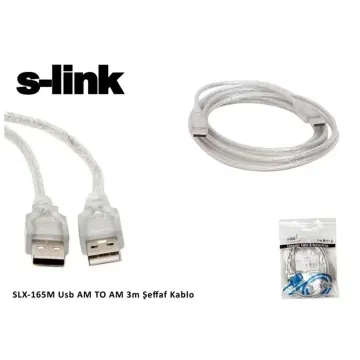 S-LINK SL-165M, İki Ucu Erkek M/M USB Kablosu, USB To USB 2.0 KABLO, 3mt