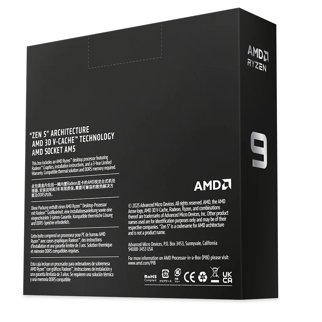 AMD RYZEN 9 9950X3D2 Dual Edition 16 Core, 4,30-5.60GHz, 208Mb Cache, 200W, AM5 Soket, BOX (Kutulu) (Dahili Grafik VAR,