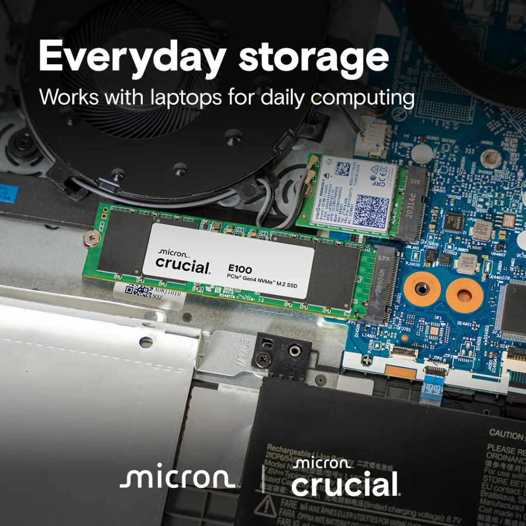 CRUCIAL CT480E100SSD8, E100, 480GB, 4700/2500, Gen4, NVME PCIe M.2 2280, SSD