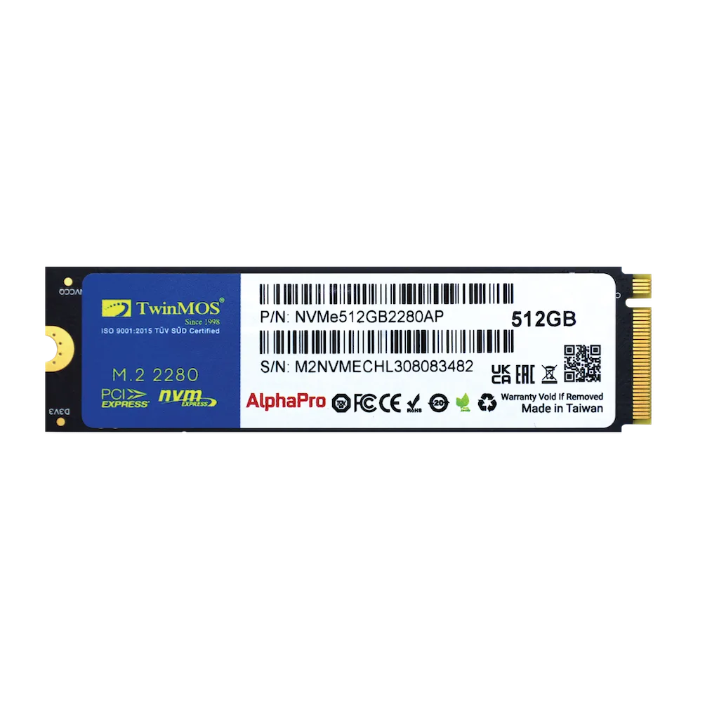 TwinMOS NVMe512GB2280AP, AlphaPro, 512GB, 3600-3250Mb/s, Gen3, NVMe PCIe M.2 2280, SSD, TLC, 3DNAND