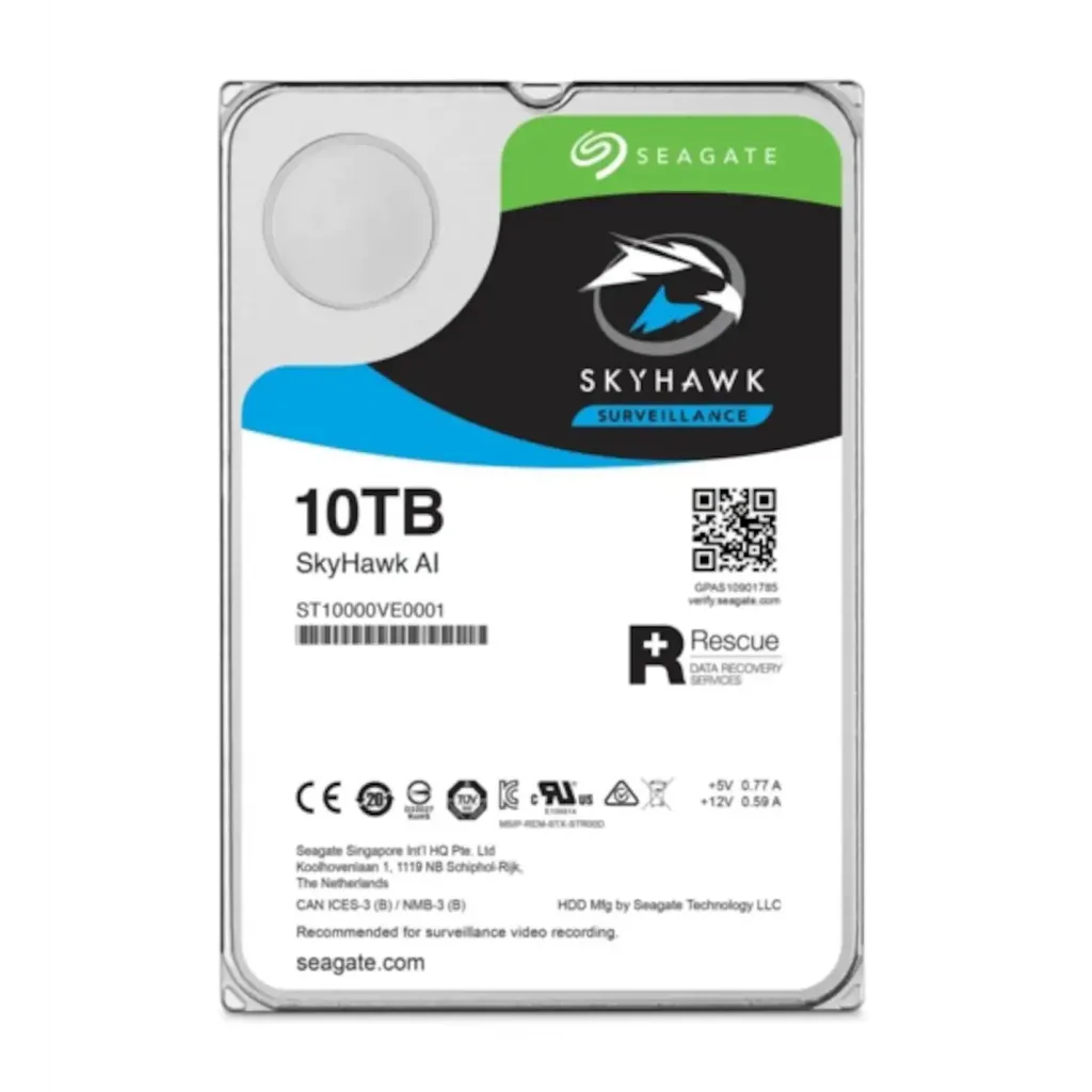 SEAGATE SKYHAWK AI, ST10000VE001, 3.5", 10TB, 256Mb, 7200Rpm, Güvenlik, HDD