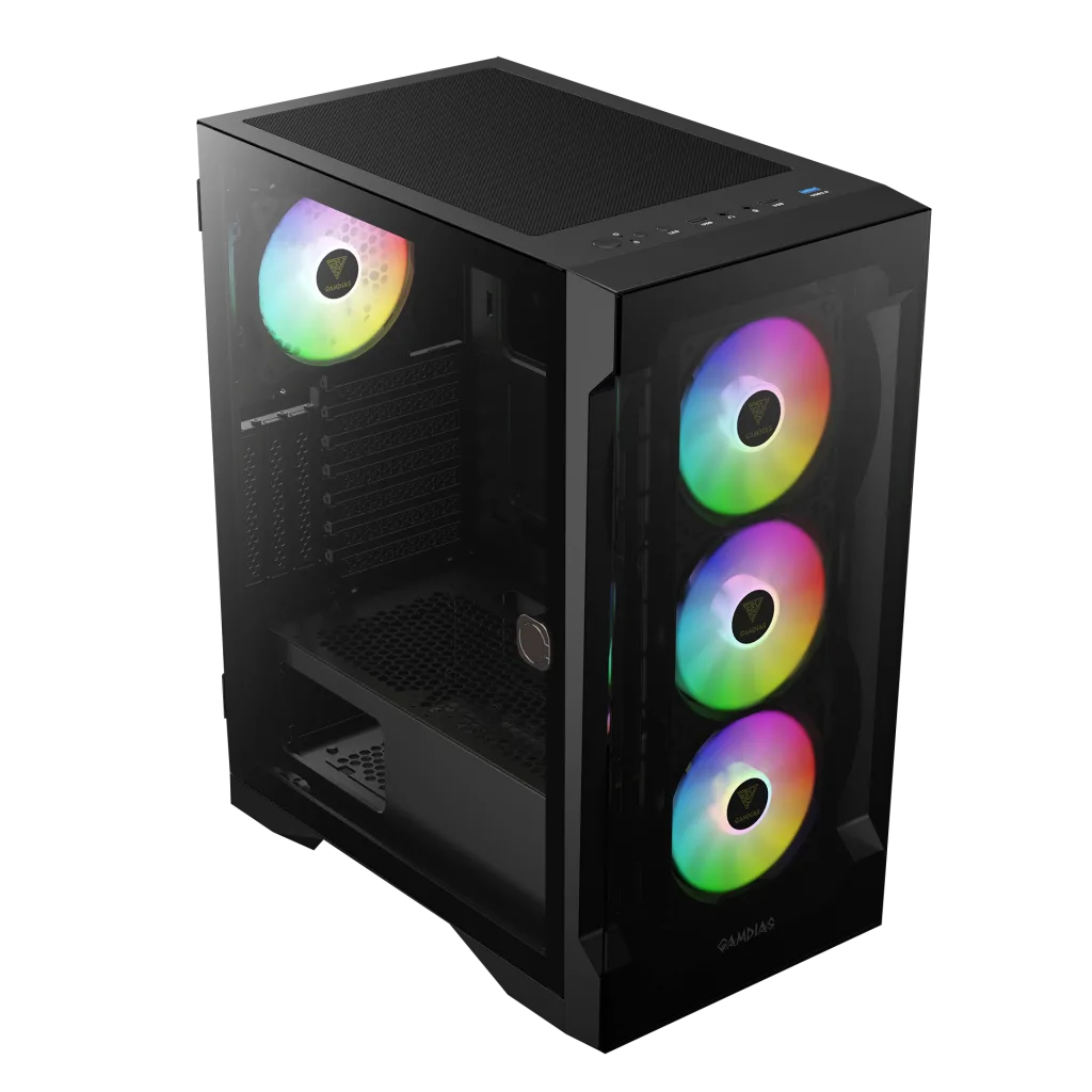 GAMDIAS TALOS E2 Elite, 850W, 80+ Bronze, Tempered Glass, ARGB, ATX GAMING KASA