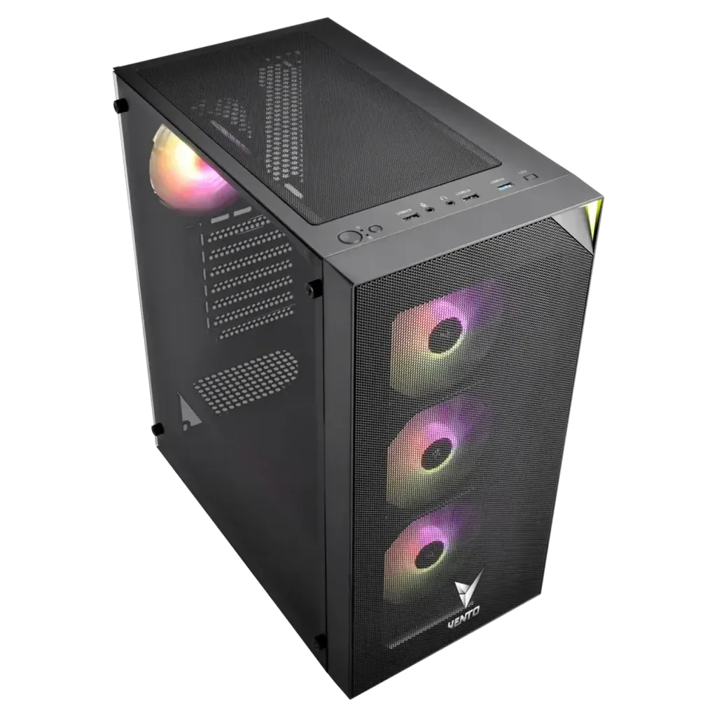 VENTO VG3400S Mid Tower, 650W 80+ Siyah, Temperli Cam, RGB, ATX GAMING KASA
