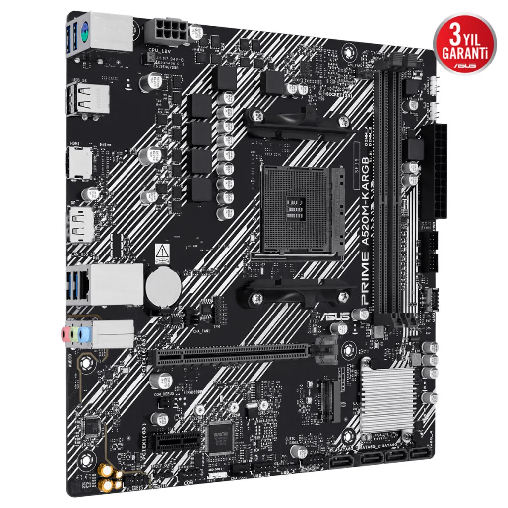 ASUS PRIME A520M-K ARGB, 2xDDR4, 1x M.2, DP, HDMI, AM4 Soket Anakart