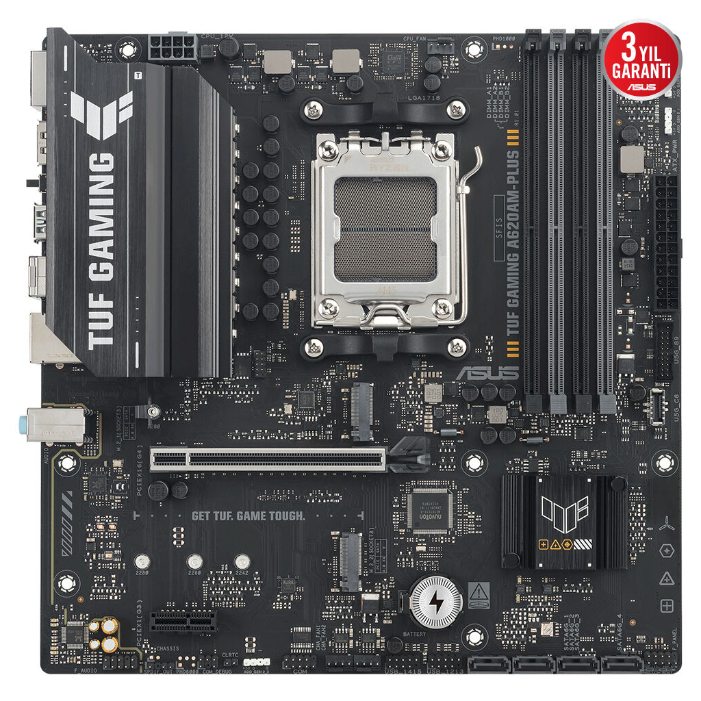 ASUS TUF GAMING A620AM-PLUS, 4xDDR5, 2x M.2, HDMI, 2xDP, AMD Ryzen 7000 Serisi, AM5 Soket Anakart