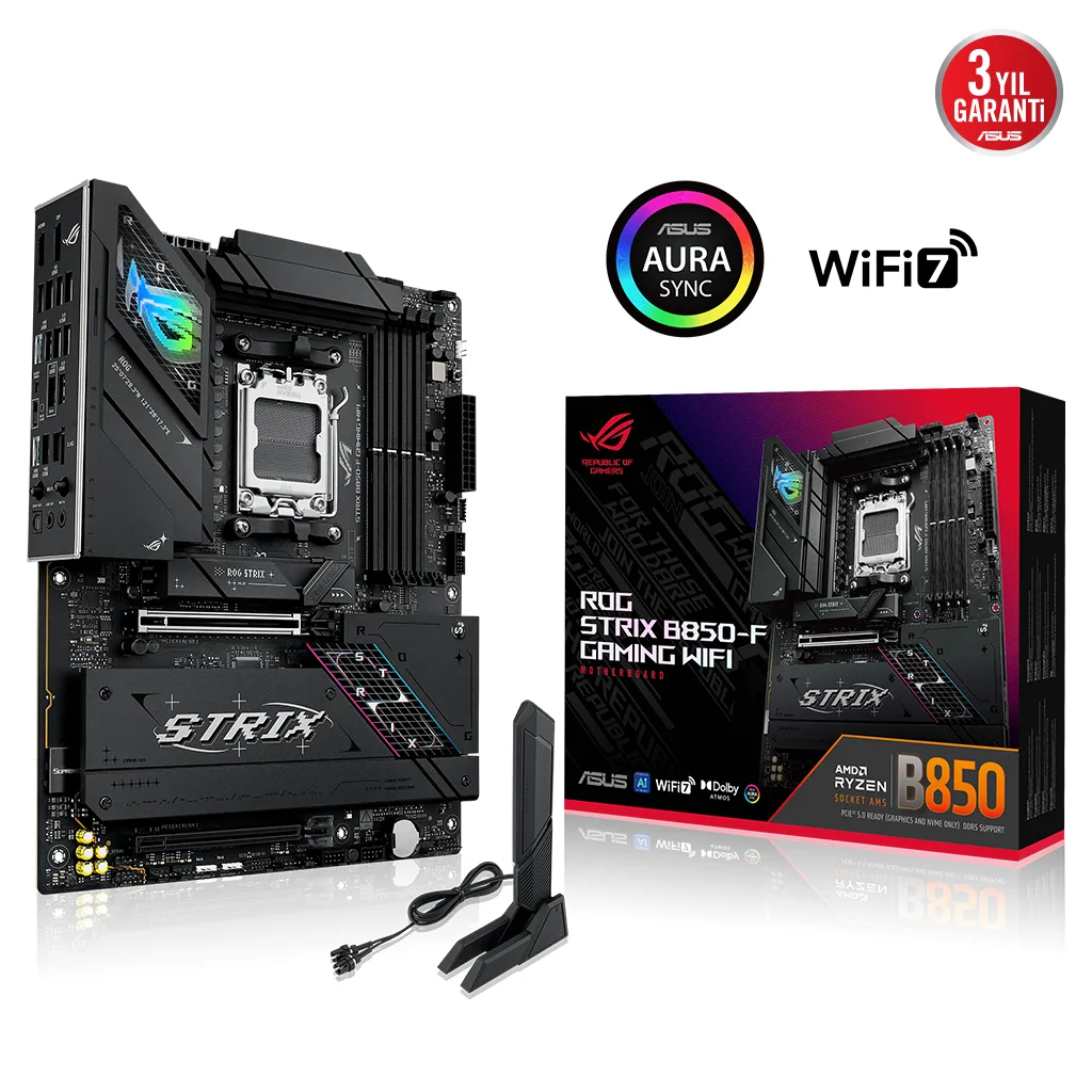 ASUS ROG STRIX B850-F GAMING WIFI7 NEO, 4xDDR5, 4x M2, HDMI, DP, 2xType-C, Wi-Fi 7, Bluetooth v5.4, AM5 Soket GAMING Ana