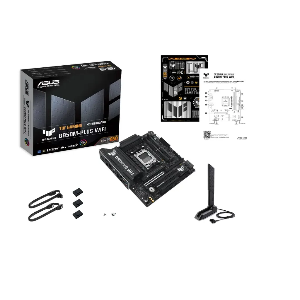 ASUS TUF GAMING B850M-PLUS WIFI, 4xDDR5, 3x M.2, HDMI, DP, Type-C, Wi-Fi 6E, Bluetooth v5.3, AM5 Soket GAMING Anakart