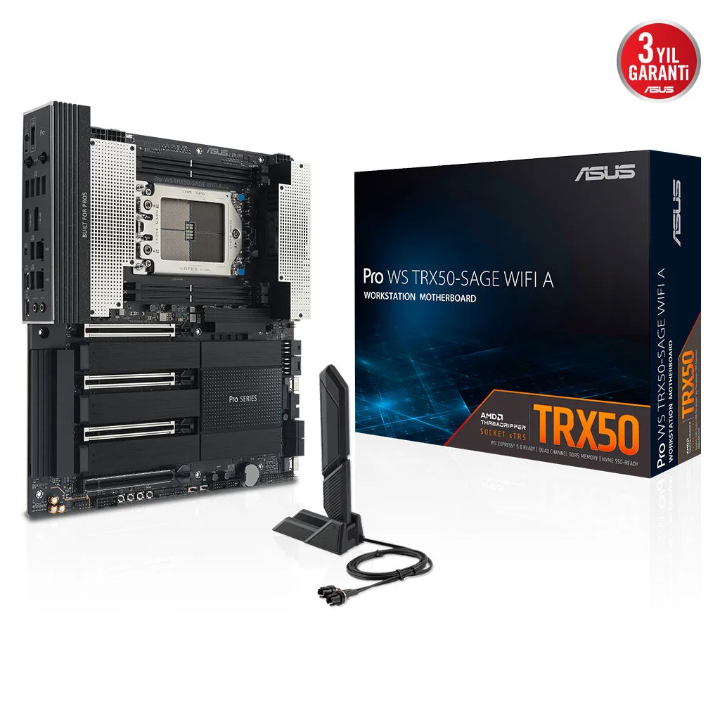 ASUS PRO WS TRX50-SAGE WIFI A, 4xDDR5, 4xM.2, HDMI, DP, Type-C, Wi-Fi 7, Bluetooth v5.4, TR5 Soket, CEB İş İstasyonu Ana