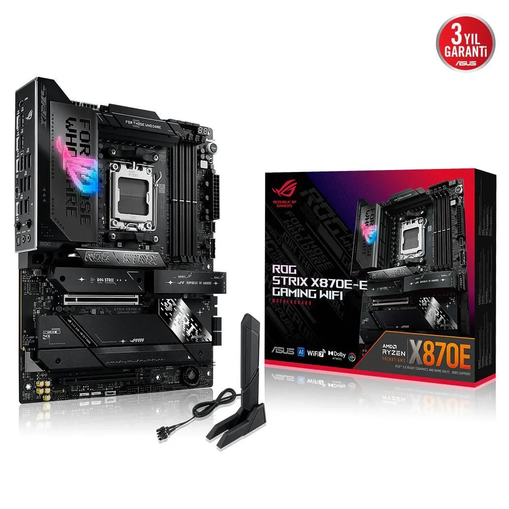ASUS ROG STRIX X870E-E GAMING WIFI, 4xDDR5, 5xM.2, HDMI, DP, Type-C, PCIe 5.0, 2xWi-Fi 7, Bluetooth v5.4, AM5 Soket GAMI
