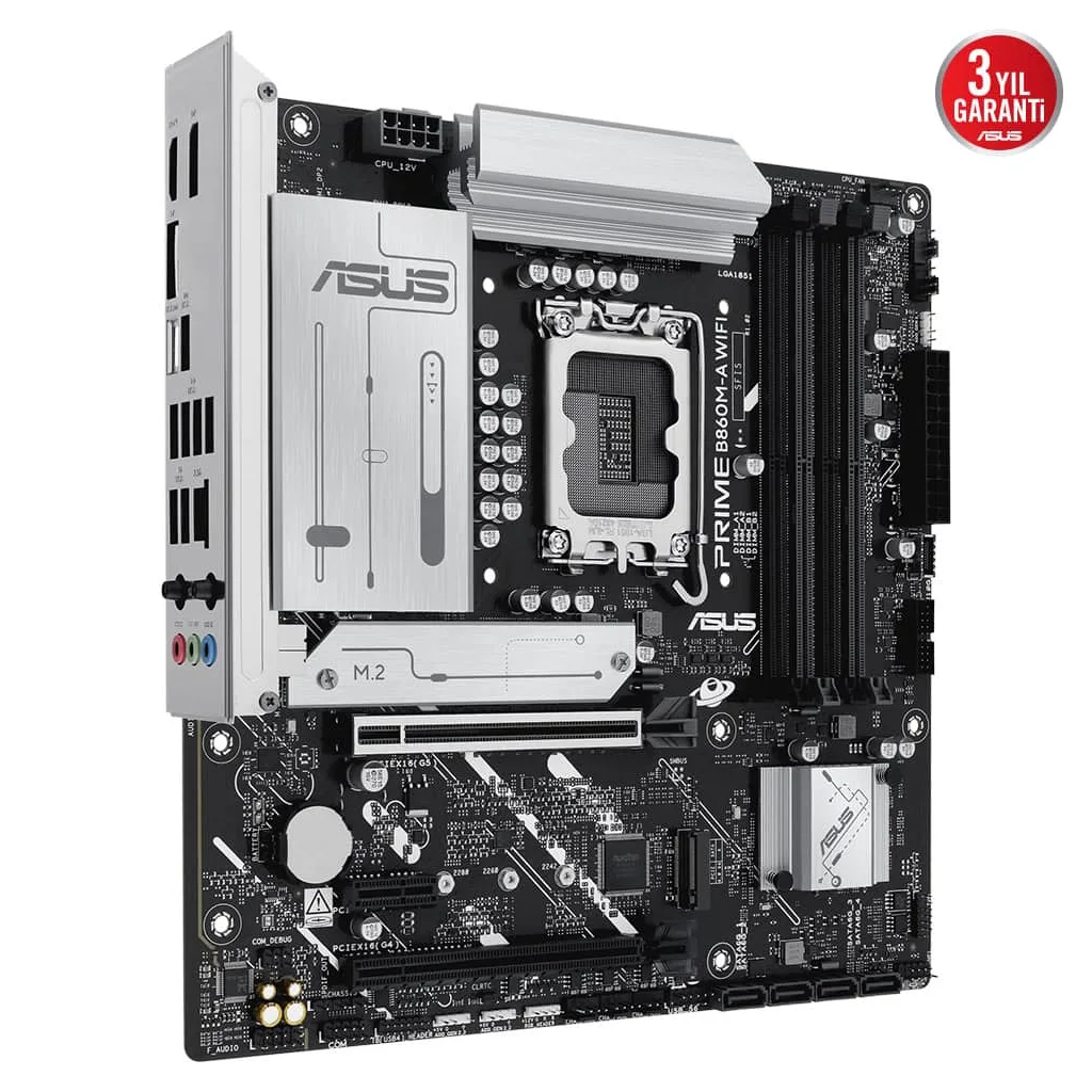 ASUS PRIME B860M-A WIFI, 4xDDR5 2x M.2, HDMI, 2xDP, Wİ-Fİ 6E, Bluetooth v5.3, Type-C, Intel Core Ultra CPU(Seri 2), LGA1