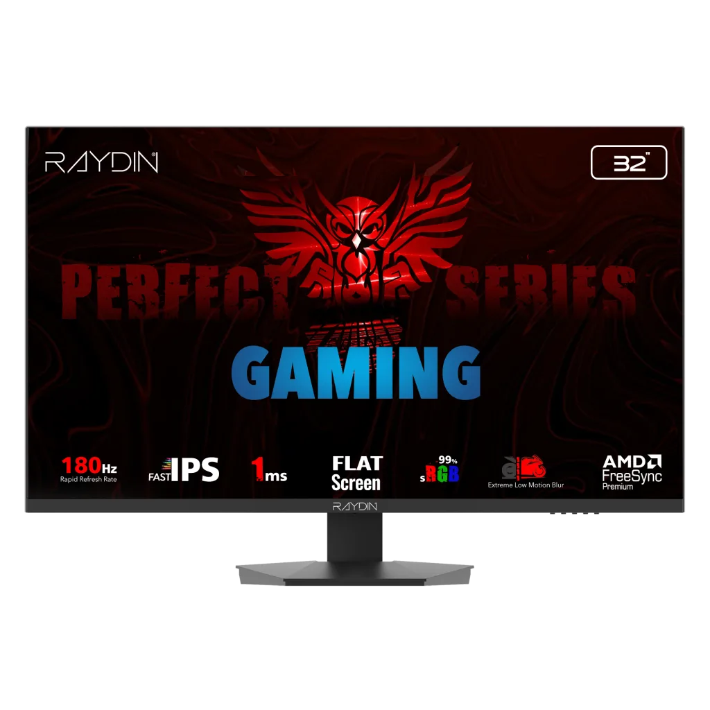 RAYDIN EG32EQI-180HZ, 31.5", 1ms, 180Hz, 2K Quad HD, 350 nits, HD, 2xHDMI, DP, Hoparlör, IPS LED, Flat, Frameless, FreeS