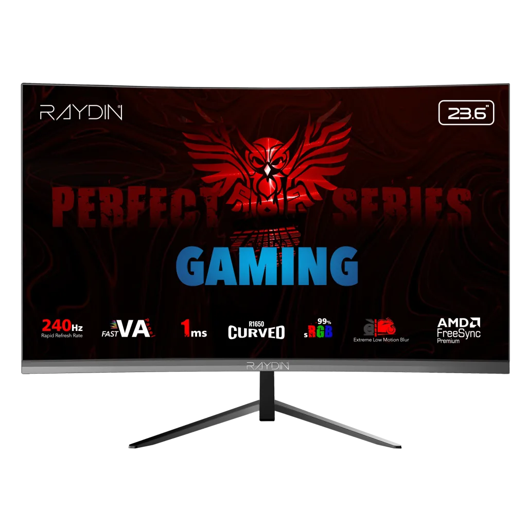 RAYDIN MM24RFA-240HZ, 23.6", 1ms, 240Hz, Full HD, 300 nits, HDMI, DP, Hoparlör, VA LED, R1650 Curved, Frameless, FreeSyn
