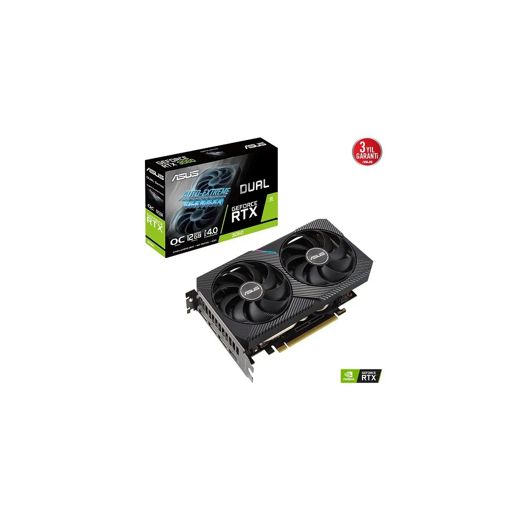 ASUS DUAL-RTX3060-O12G-V2, 12Gb, 192Bit, GDDR6, 192Bit, 1xHDMI, 3xDP GAMING Ekran Kartı
