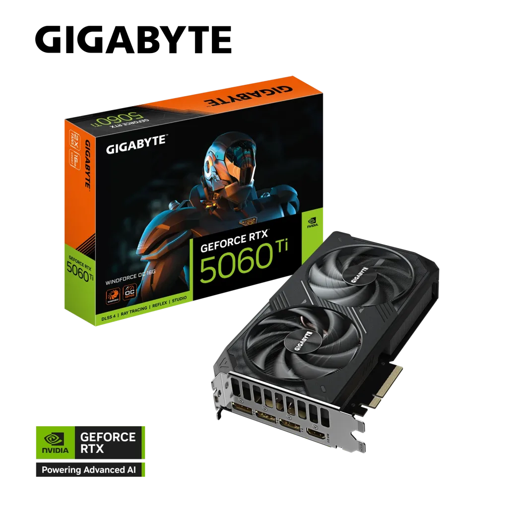 GIGABYTE GV-N506TWF2OC-16GD, RTX5060TI, WINDFORCE OC, 16Gb, GDDR7, 128BIT, 2 Fanlı, 1xHDMI, 3xDP, GAMING Ekran KARTI