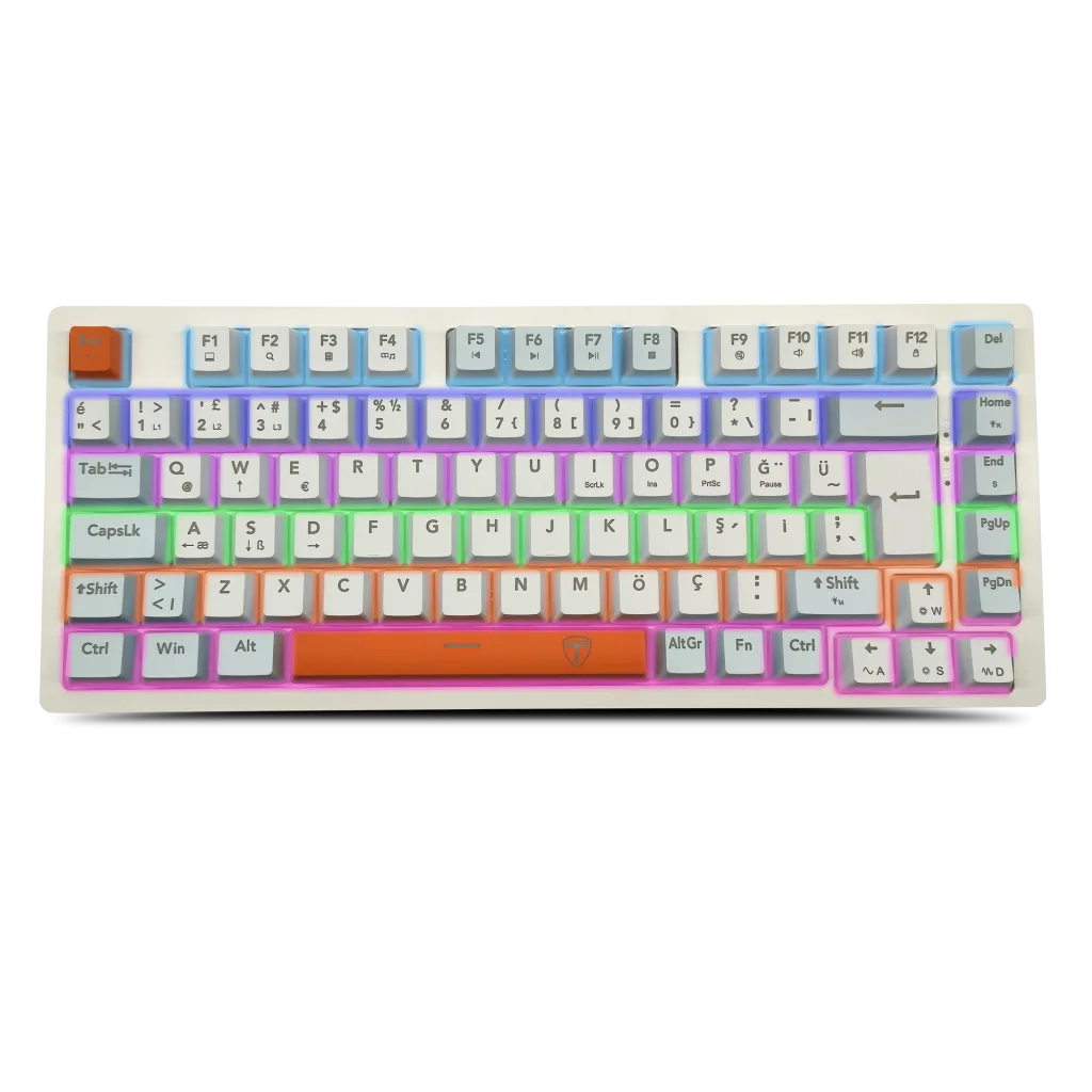T-DAGGER T-TGK326WBO, MEGATRE, USB Kablolu, Türkçe Q, Rainbow Backlight, Red Mekanik Switch, 82 Tuşlu, Gaming Klavye