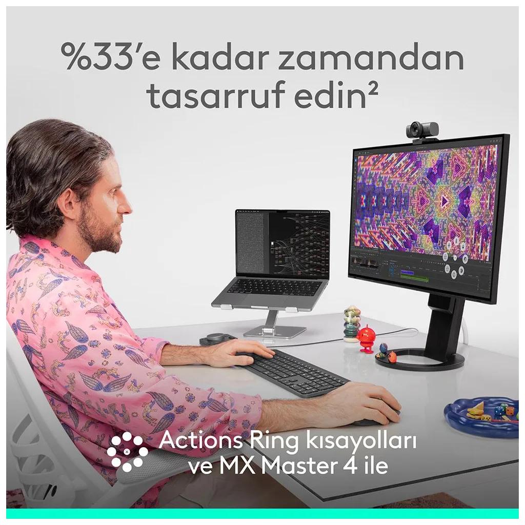 LOGITECH 910-007562, MX MASTER 4, Siyah, Bluetooth, 8000dpi, Lazer, 8 Tuşlu, USB-C den şarj edilebilir, Mouse