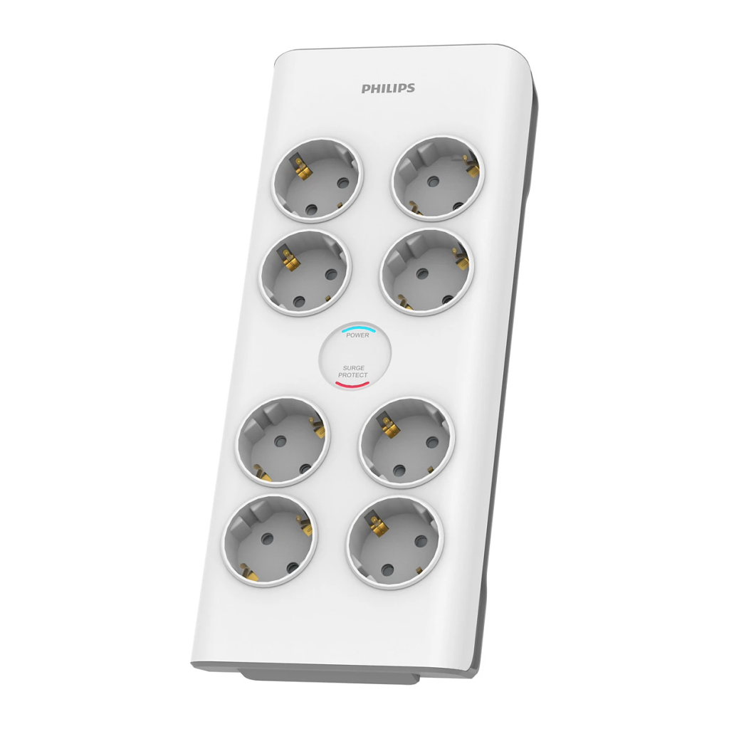 PHILIPS SPN7080WA/62, 8 Soket, Akım Korumalı Priz, 900 Joules, 2Mt Örgülü Kablo, (Beyaz)