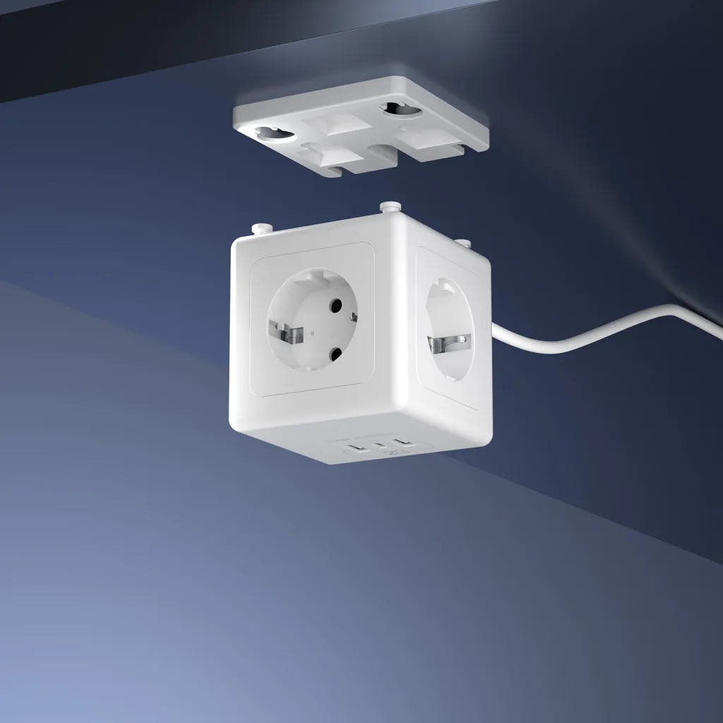 S-LINK PRZ04, 4 Soket, Akım Korumalı Priz, 1x Type-C, 2xUSB 5V, 2Mt Kablo, 306 Joule, Küp Tasarım (Beyaz)