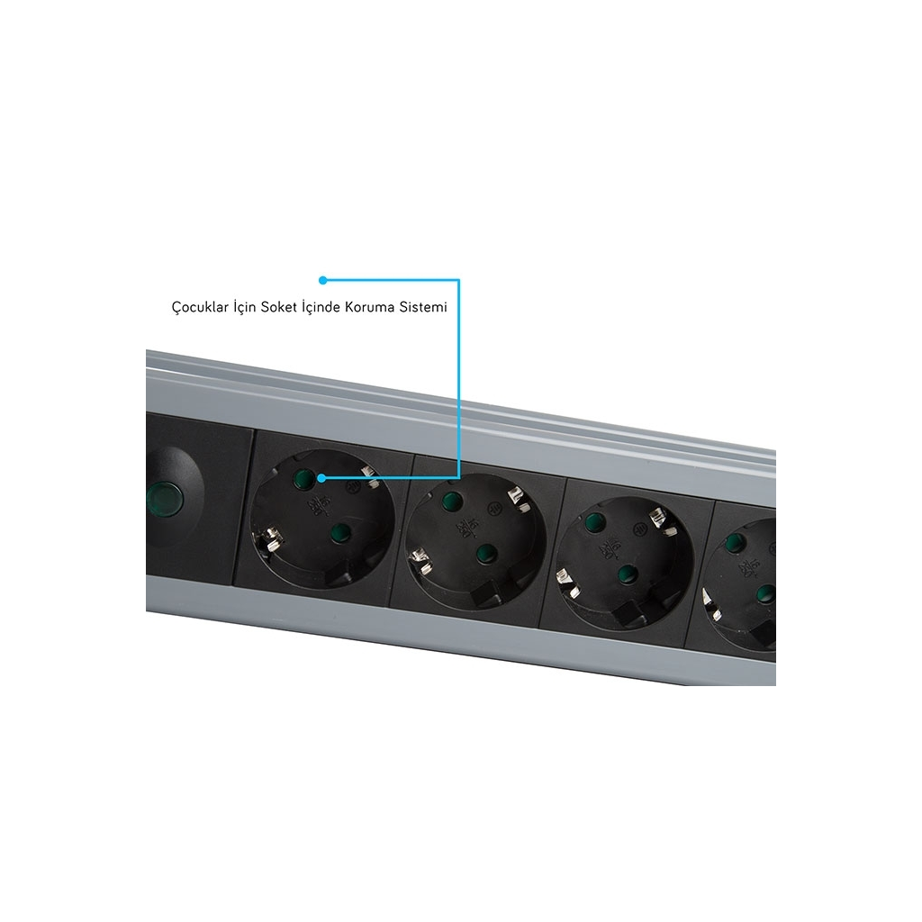 S-LINK Swapp SPGKS03, 3 Soket, Akım Korumalı Priz, 1.5Mt Kablo, 900 Joule (Gri) %100 Bakır