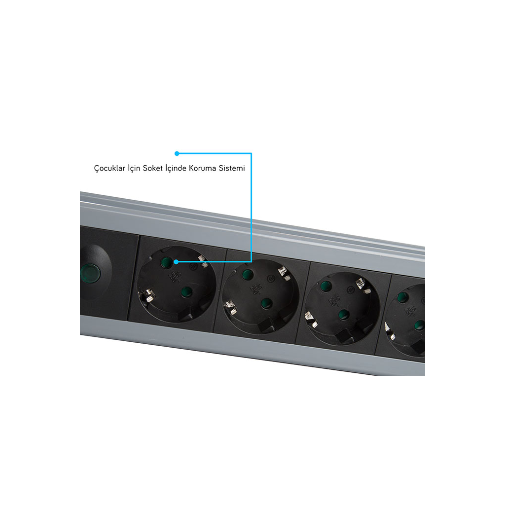 S-LINK Swapp SPGKS05, 5 Soket, Akım Korumalı Priz, 1.5Mt Kablo, 900 Joule (Gri) %100 Bakır