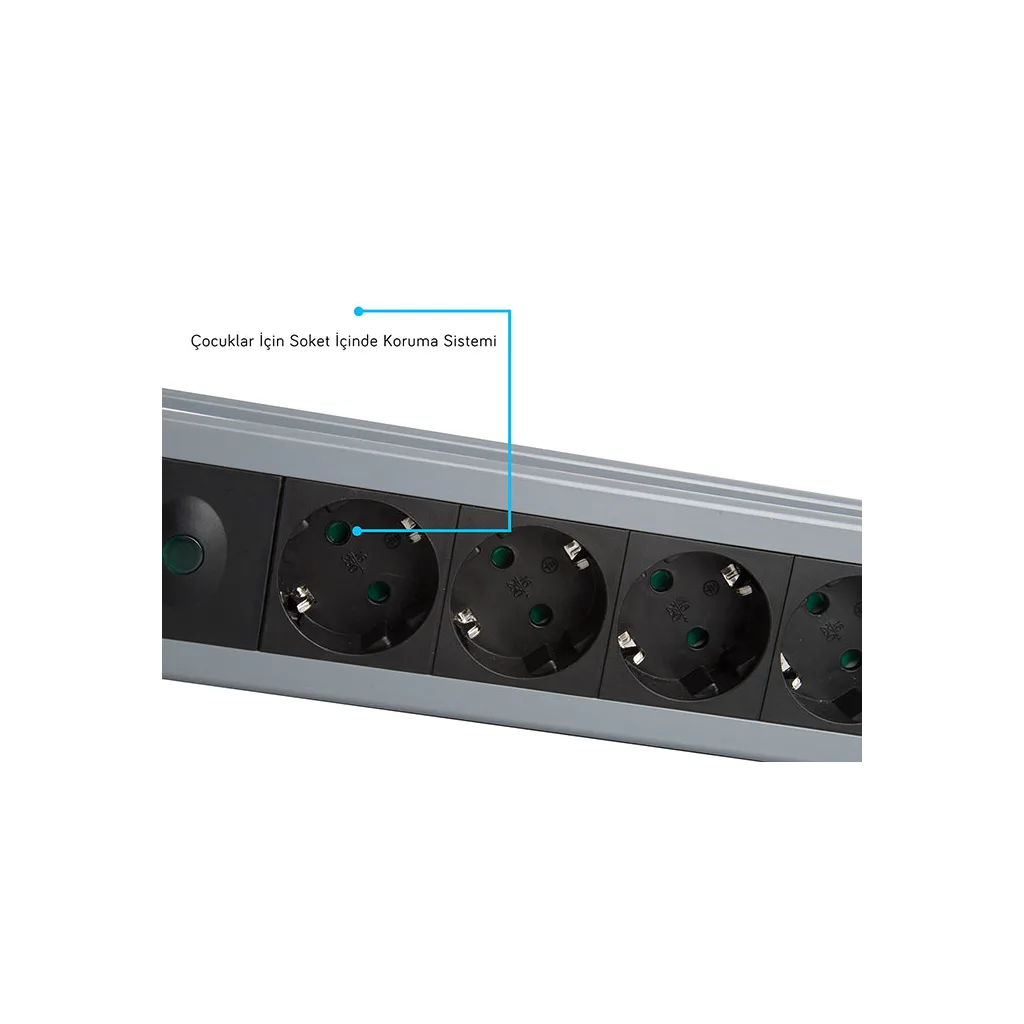 S-LINK Swapp SPGKS05, 5 Soket, Akım Korumalı Priz, 1.5Mt Kablo, 900 Joule (Gri) %100 Bakır