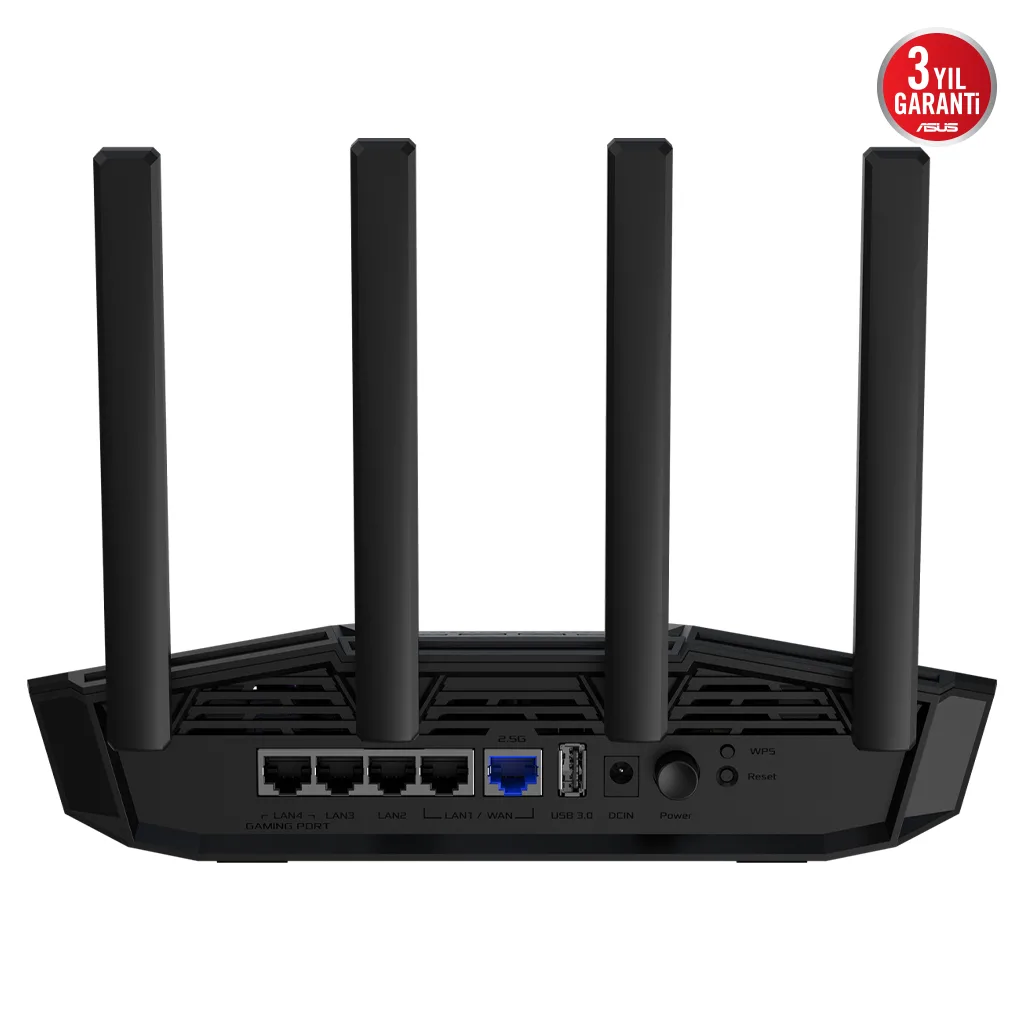 ASUS TUF-BE3600, BE3600, 4 Port, 3600Mbps, Dual Band, WİFİ 7, AiMesh, AiProtection Pro, GAMING Extendable Router