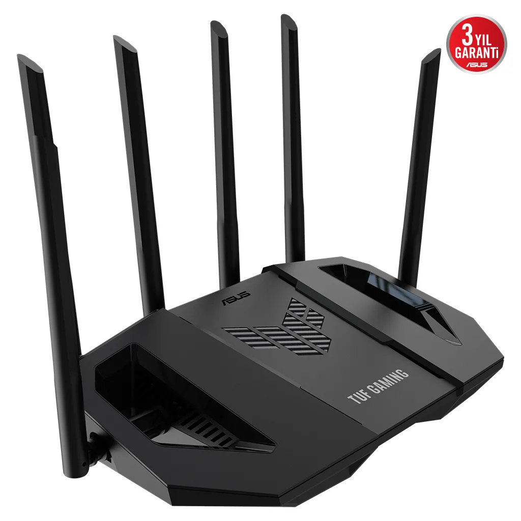 ASUS TUF-BE6500, BE6500, 3 Port, 6500Mbps, Dual Band, WİFİ 7, AiMesh, AiProtection Pro, GAMING Extendable Router