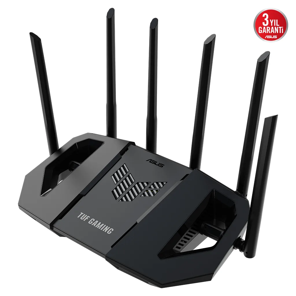 ASUS TUF-BE6500, BE6500, 3 Port, 6500Mbps, Dual Band, WİFİ 7, AiMesh, AiProtection Pro, GAMING Extendable Router