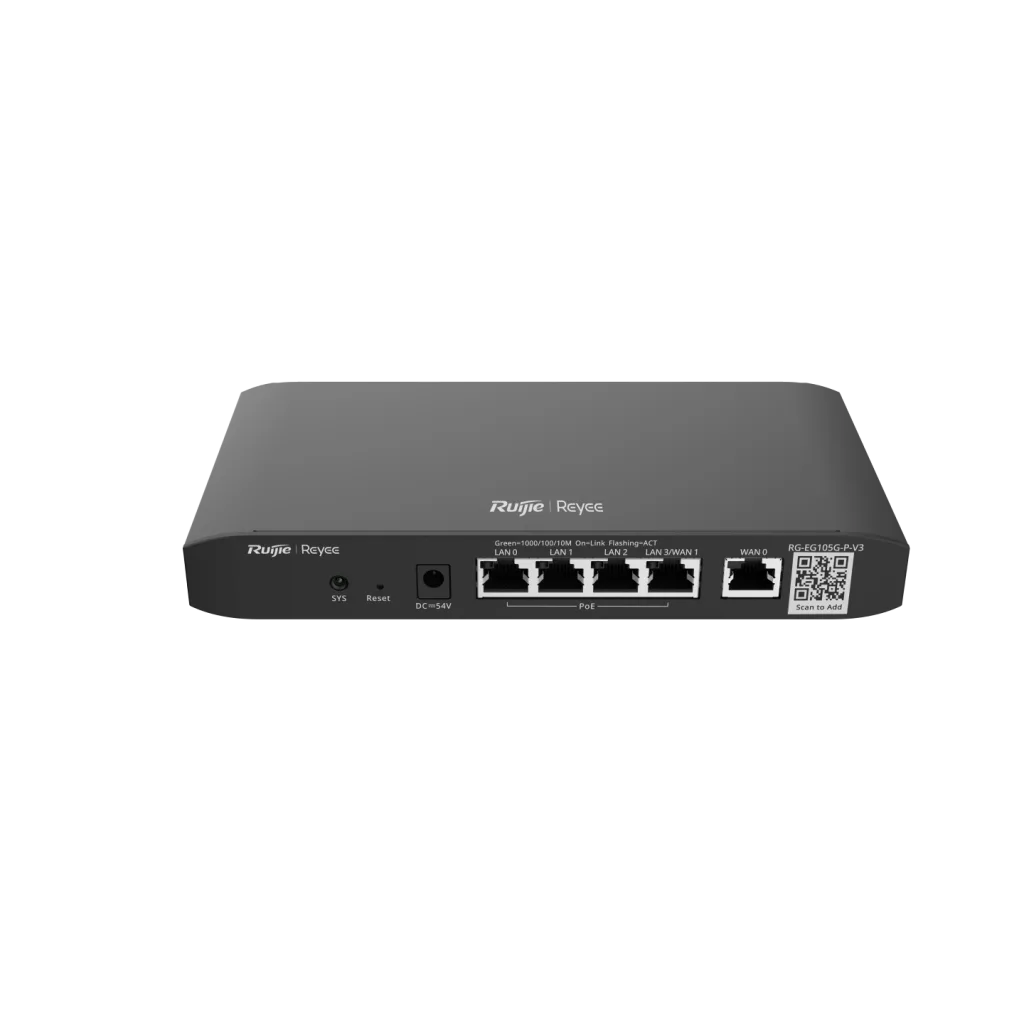 RUIJIE Reyee RG-EG105G-P-V3 5 Port Gigabit, Web Yönetilebilir, 2 WANs, 100 Kullanıcı, 600 Mbps Router