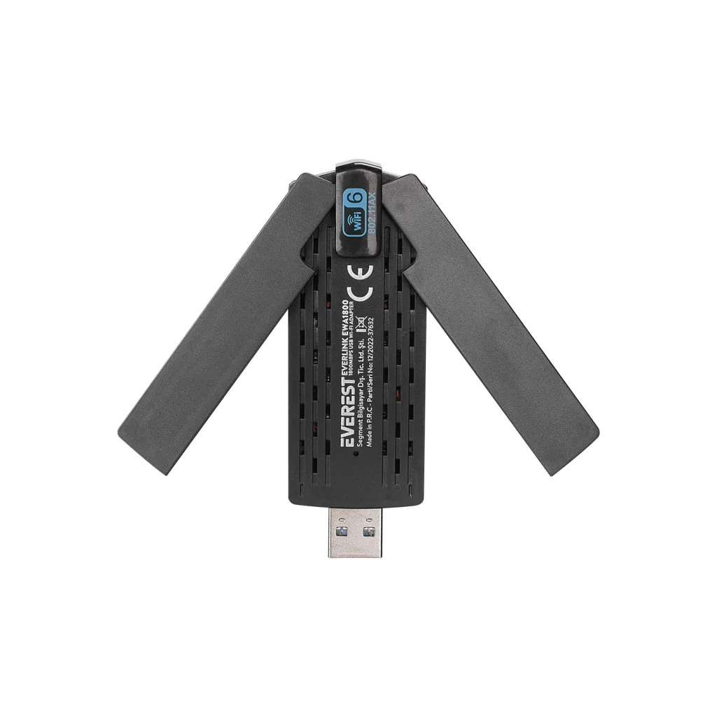EVEREST EWA1800, 1800Mbp, 2.4Ghz ve 5Ghz Dual Band, WIFI 6, 2x3.5dbi Anten, USB3.0, WIRELESS ETHERNET